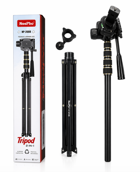 Штатив NeePho NP-2688 200 см для телефону і камери, тринога з 3D-голівкою, чохол, до 3 кг RS-13 фото
