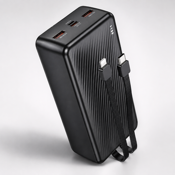 Павербанк BOROFONE BJ57B Graceful 30000 mAh з вбудованими кабелями Type-C/Lightning, швидкою зарядкою PD/QC 3.0 та LED-індикатором RS-90 фото