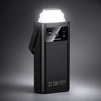 Павербанк BOROFONE BJ65 High 30000 mAh 22.5W з LED-дисплеєм, вбудованими кабелями, PD 20W та ліхтариком, чорний RS-91 фото
