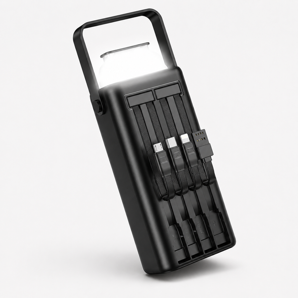 Павербанк BOROFONE BJ65 High 30000 mAh 22.5W з LED-дисплеєм, вбудованими кабелями, PD 20W та ліхтариком, чорний RS-91 фото